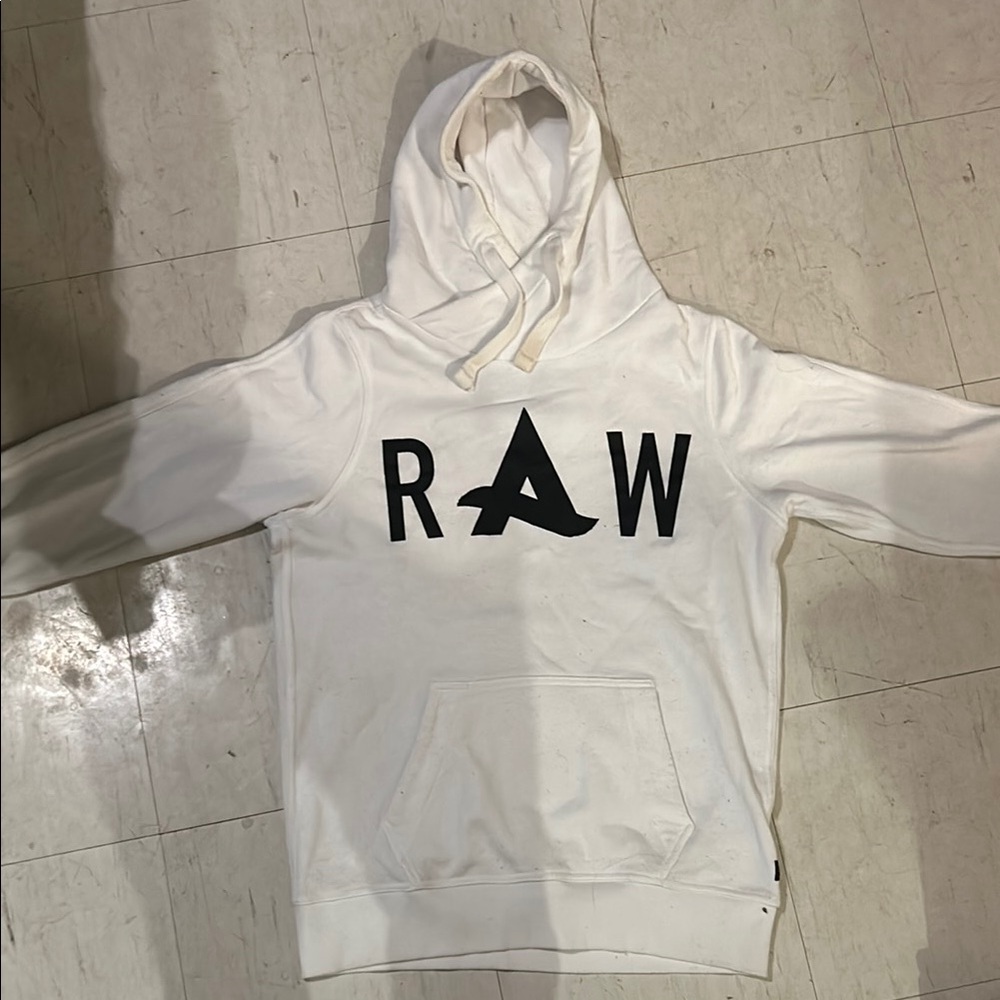 White Pullover Hoodie with Bold Text and Soft Material